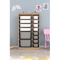 Hanah Home Višenamenska komoda Montana Xs 2D4N8U, 69 x112.2 x29.6 cm, Braon-belo-siva