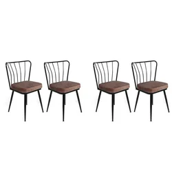 Hanah Home Set 4 trpezarijske stolice Yildiz Svetlobraon-Crni