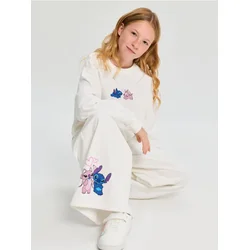 Sinsay - Komplet trenerke: duks i wide leg pantalone Stitch - krem