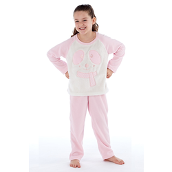 Topla dekliška pižama Winter, roza-bela