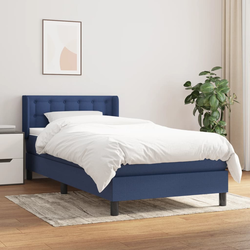 vidaXL Box spring postelja z vzmetnico modra 90x200 cm blago
