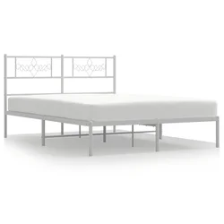 Vidaxl Kovinski posteljni okvir z vzglavjem bel 140x190 cm
