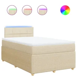 Vidaxl Box spring postelja z vzmetnico krem 120x200 cm blago
