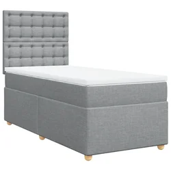Vidaxl Box spring postelja z vzmetnico svetlo siva 90x190 cm blago