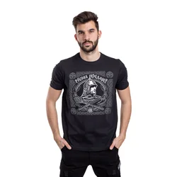 011Shop Muška majica kratkih rukava Nema predaje vitez, Crna