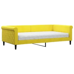 Vidaxl Dnevna postelja z vzmetnico rumena 100x200 cm žamet