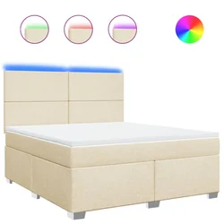 Vidaxl Box spring postelja z vzmetnico krem 180x200 cm blago