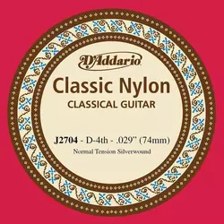 D'Addario - J2704 4°Corda Classica Corda Singola per Chitarra Classica, Normal Tension