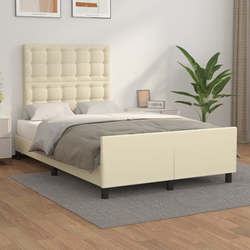 Den Posteljni okvir z vzglavjem krem 120x200 cm umetno usnje