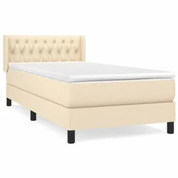 Vidaxl Box spring postelja z vzmetnico krem 90x200 cm blago