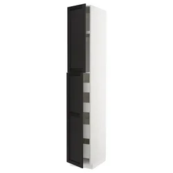METOD / MAXIMERA Vis.el. s 2 vrata/4 fioke, bela/Lerhyttan crno bajcovano, 40x60x240 cm