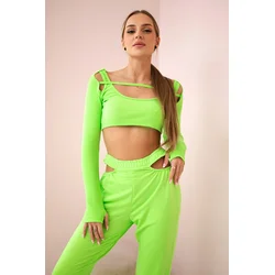 Complete with green neon blouse top