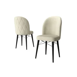 Hanah Home set trpezarijskih stolica Bika 4 kom, krem tkanina Babyface, crne drvene noge