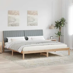 vidaXL Konstrukcija postelje z vzglavjem Rjava 200 x 200 cm blago