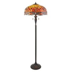 Endon 64070 - Stojeća Tiffany lampa DRAGONFLY 2xE27/60W/230V prečnika 50 cm