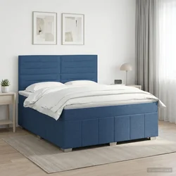 vidaXL Postelja boxspring z vzmetnico Modra 160 x 200 cm Blago