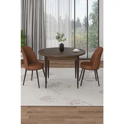 Hanah Home trpezarijski set Tor, sto i 2 stolice, ploča u dekoru drveta Baroque, terakota tkanina Babyface