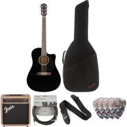 Fender CD-60SCE Dreadnought WN Deluxe SET Black Elektroakustična dreadnought
