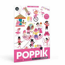 POPPIK Edukativni poster s nalepnicama Mini otkrića: Predstava. Roze boja