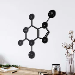 WallXpert metalni zidni ukras 5204, strukturna formula molekula teobromina, 45 x 45 cm, crni