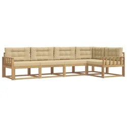 Set vanjskih sofa s jastukom 4 pcs Bijela i bež Poliester
