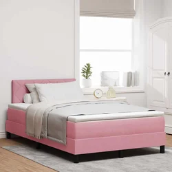 LED Box Spring Krevet Ružičasta 120 x 200 cm Baršun