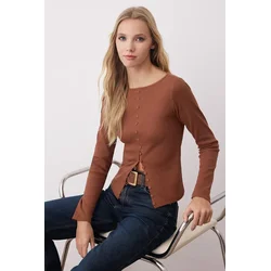 Trendyol Milla ženska bluza Twoaw25Bz00030, smeđa