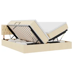 Krevet s od storage s madracem Krema 180 x 200 cm Lažna koža