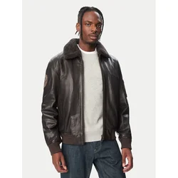 Milestone Usnjena jakna MS Tom 631089 21070 Temno rjava Regular Fit
