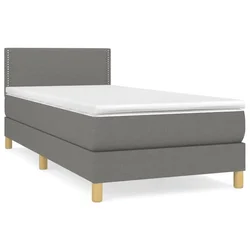 Vidaxl Box spring postelja z vzmetnico temno siva 80x200 cm blago