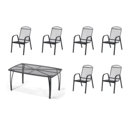 eoshop Kovinski vrtni set Eoshop 62: miza + 6 stolov za zlaganje