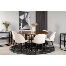 Venture Design Jedilna miza in stol komplet Copenhagen, miza premera 140 cm, stol 57x76,5x50 cm, rjava
