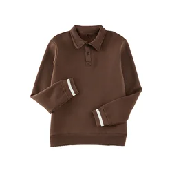 Trendyol Brown Oversize/Wide Cut Buttoned Polo Collar Thick Polar Fleece Sweatshirt
