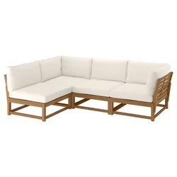 NÄMMARÖ Ugaona sofa, trosed, napolju svetlosmeđe bajcovano/Frösön/Duvholmen bež, 264 cm