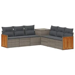 Set sofe 7 pcs Siva i tamno siva Poli Rattan i čelik