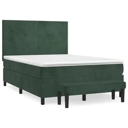 Vidaxl Box spring postelja z vzmetnico temno zelena 140x200 cm žamet