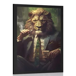 Plakat živalski gangster lev - 30x45 silver