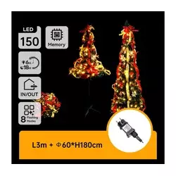 Aigostar - LED spoljni božićni bor 150xLED/230V 1,8m IP44 crno/zlatno toplo belo