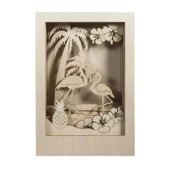 Rayher. Lesena sestavljanka 3D Flamingo,20x30x6.7cm,10-delna