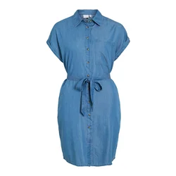 VILA Dolga srajca VINORI moder denim