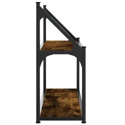 Zidna polica s 2 razine dimljenog hrasta 60x21x51 cm drvena