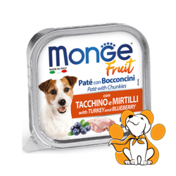 Monge Fruit Pate with Turkey & Blueberry 100g, Pašteta Ćuretina i Borovnice