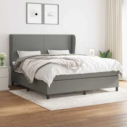 vidaXL Box spring postelja z vzmetnico temno siva 160x200 cm blago