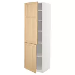 METOD Visoki element s policama/2 vrata, bela/Forsbacka hrastovina, 60x60x200 cm