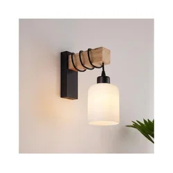 Brilagi - Zidna svetiljka WOOD GLASS 1xE27/60W/230V borovina/crna/bela