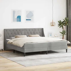 Okvir kreveta s madracem Svijetlo siva 200 x 200 cm Baršun