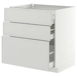 METOD / MAXIMERA Podni element s 3 fioke, bela/Aspudden svetlosiva, 80x60 cm