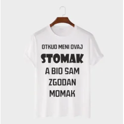 MAFIMI Muška majica Otkud meni ovaj stomak, Bela
