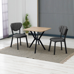 HANAH HOME Set Trpezarijski sto i 2 stolice Elma Anthracite Walnut