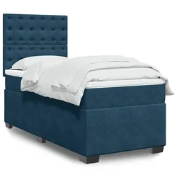 Box spring postelja z vzmetnico modra 80x200 cm žamet